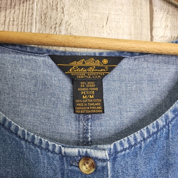 Eddie Bauer Vintage Blue Denim Button-Down Dress. Size Medium. Cotton. - Picture 5 of 13